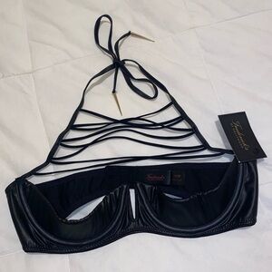 NWT Frederick’s of Hollywood Faux Leather Balconette Bra